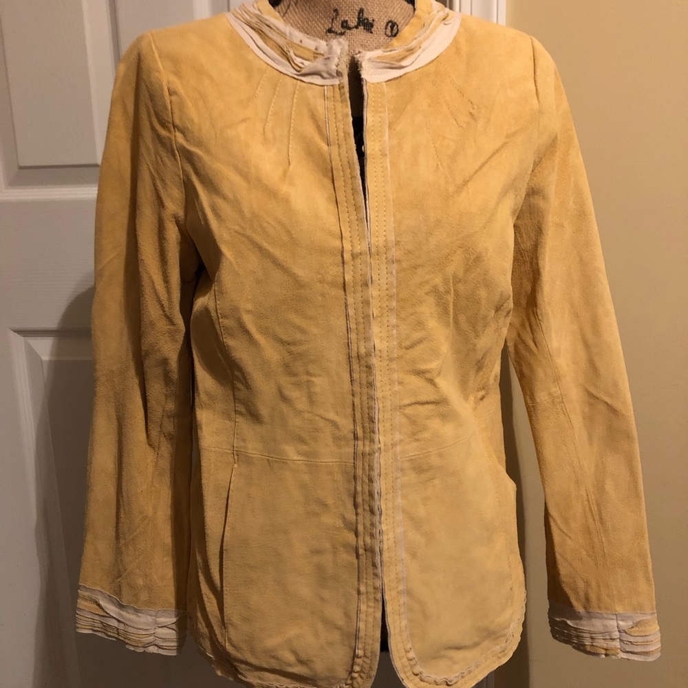 Bradley bayou yellow suede blazer jacket small 4 6